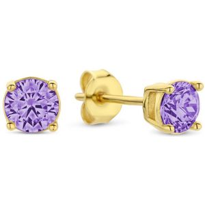 New Bling 9NB-1175 Zilveren Oorknopjes met Zirkonia Steentje 4mm - Paars - Zilver - Verguld/Goud op Zilver