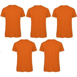 Senvi 5 pack T-Shirt -100% biologisch katoen - Kleur: Oranje - XL