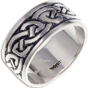 Endless Knot (Broad) Zilveren Ring,keltische ring Maat 57 (SR912.57)
