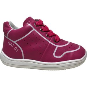 Naturino Mt 20 veter lederen sneakers Snuggly Fuchsia wit