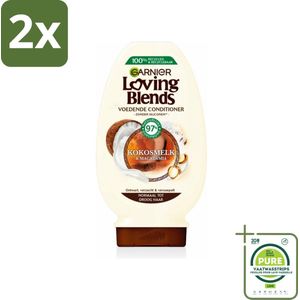 Garnier Loving Blends Kokosmelk en Macadamia Conditioner 250 ml - Voordeelverpakking - 2 stuks - Haar conditioner - Kokosmelk conditioner
