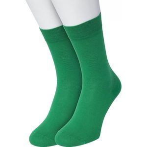 Bonnie Doon Basic Sokken Dames Groen maat 36/42 - 2 paar - Basis Katoenen Sok - Gladde Naden - Brede Boord - Uitstekend Draagcomfort - Perfecte Pasvorm - 2-pack - Multipack - Effen - Green - OL834222.24