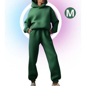Livano Joggingpak Dames - Huispak - Trainingspak - Volwassenen - Capuchon - Jogging Pak - Joggingspak - Donker Groen - Maat S