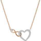 Malinsi Ketting Dames - Zirkonia Infinity Hart - 42+5cm - Rosegoudkleurig Messing - Kettingen liefde hartjes - Cadeau voor haar - verjaardag vrouw - Valentijn