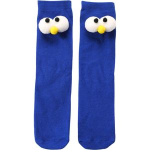 Kindersokken grappige oogjes - blauw - 6-10 jaar - maat 30-34 - katoen - jongenssokken - meisjessokken