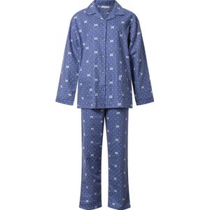 Lunatex - klassieke dames pyjama flanel met doorknoop - dream queen - donkerblauw - maat XL