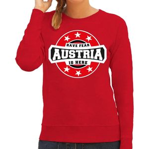 Have fear Austria is here sweater met sterren embleem in de kleuren van de Oostenrijkse vlag - rood - dames - Oostenrijk supporter / Oostenrijks elftal fan trui / EK / WK / kleding XXL