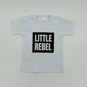 Baby T-Shirt - Little Rebel - Wit - Maat 86