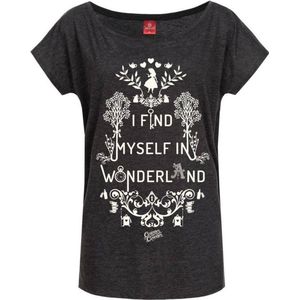 Disney Alice In Wonderland Dames Tshirt -XL- I find myself in Wonderland Grijs