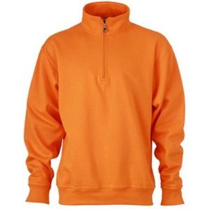 James and Nicholson Uniseks werkkleding Half Ritssweatshirt (Oranje)