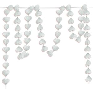Hartjes Decoratie Valentijn Slinger Romantische Versiering Gender Reveal Versiering Geboorte Babyshower Zilver – 4 Meter