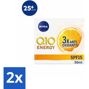 2 x NIVEA - Q10 Energie Dagcrème - Anti-Rimpel Crème - Normale & vermoeide huid - SPF 15 - Met Vitamine C & Q10 - 50 ml - Nivea Q10 - Anti-rimpel Crème - Dagcrème - Vitamine C - Q10