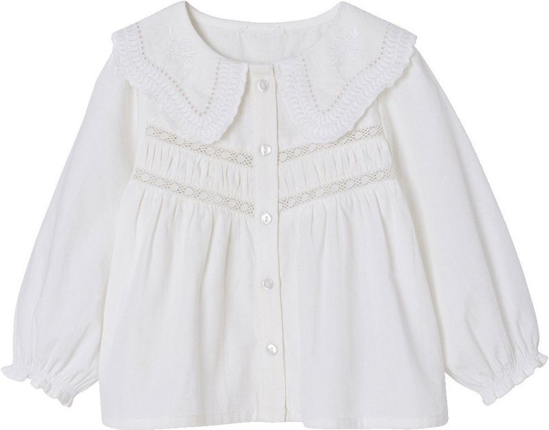 Vertbaudet - Babyblouse - Popeline - Met Geborduurd Sierkraagje - Lange Mouwen