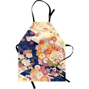 New Bed Japans Traditionele bloemen Waterdicht Schort voor Dagelijks en Professioneel Gebruik, 78x66cm