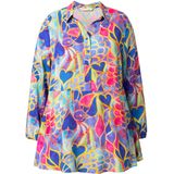 MIAMODA MIAMODA - Dames - Blouse A-lijn mozaïek-patroon lange mouwen - Multicolor - Maat 42