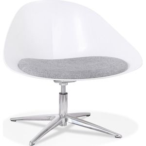 Alterego Design loungestoel 'DAPHNE' van witte kunststof en grijze stof