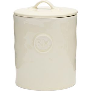 Riviera Maison Voorraadpot met deksel rond Wit - Portofino Opbergpot - Porselein - (ØxH) 14x17.5