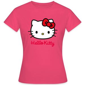 Hello Kitty Klassiek Portret Met Hello Kitty Tekst T-Shirt Dames