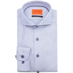 Suitable - Overhemd Jacquard Luxe - Lichtblauw - Slim-fit - Katoen - Lange Mouw