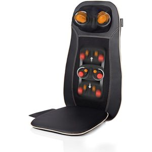 Massagezitkussen Shiatsu – 3 Massagezones (boven/onder/gehele rug) – Nekmassage, Warmte- & Roodlichtfunctie – Met Afstandsbediening – Past op Elke Stoel – Zwart