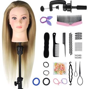Kappershoofd - Blond Ombre Haar - Oefenhoofd met Statief en Styling Accessoires - 70 cm