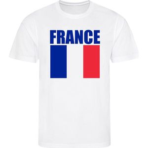 WK - Frankrijk - France - T-shirt Wit - Voetbalshirt - Maat: 158/164 (XL) - 12 - 13 jaar - Landen shirts