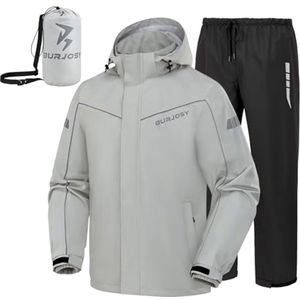 Opvouwbaar waterdicht regenpak voor heren - Reflecterende regenjas en broek voor buitenactiviteiten