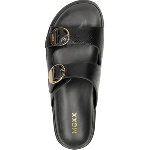 Mexx - Nirken - Slippers - Zwart - Leatherlook - Reptielenprint