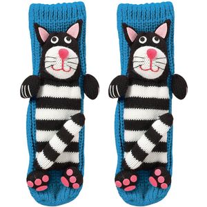 Huissokken voor kinderen | Grappige sokken met 3D figuur | Anti-slip | Kleur: Blauw | Maat: 25-29