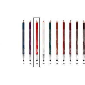 Easy Paris - Lippotlood en Oogpotlood - Extra Waterproof - Rood - Met puntenslijper en smudger/vervager - Nummer 033 - 1 Stuks