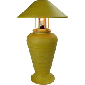 Fine Asianliving Bamboe Tafellamp Spiraal Handgemaakt Geel D40xH65cm