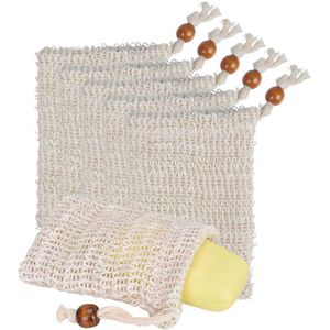 Zeepzakjes - 6-pack - Net - Zeepschuimende netzakjes - Exfoliërende - Schuimende en drogende zeephouder - Trekkoord - Herbruikbaar - Bad en douche