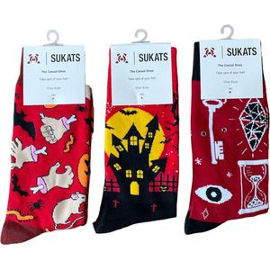 Sukats® The Casual Ones | 3 Paar | Maat 38-44 | Halloween Sokken | One-Size | Unisex | Set B | Happy Fun Colorful Socks | Vrolijke Sokken | Grappige Sokken