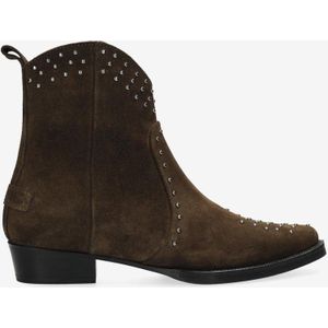 Shabbies Amsterdam Enkellaarzen Janina Ankie Studs Donker Brown - Maat 36 - Dames Laarzen