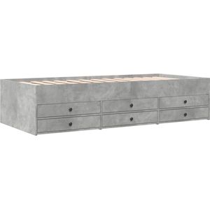 vidaXL - Slaapbank - met - lades - 90x200 - cm - bewerkt - hout - betongrijs
