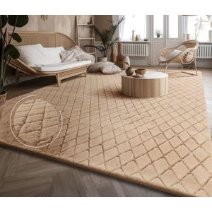 Paco Home Hoogpolig Vloerkleed Woonkamer Shaggy Scandinavisch Geometrisch Rhombus Modern 200x280 cm