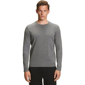 FALKE Basic Cotton Crew Neck elegante klassieker katoen trui heren grijs - maat S
