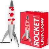 Fisura - Rode Lavalampe - Verchroomde Basis - Heldere Vloeistof - Retro Design