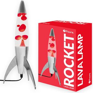 Fisura - Rode Lavalampe - Verchroomde Basis - Heldere Vloeistof - Retro Design