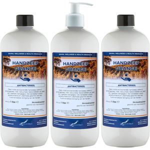 Handzeep Orange 1 liter - set van 3 stuks - met gratis pomp - Voordeelverpakking