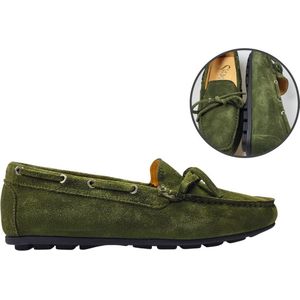 Stravers - Luxe Mocassins Maat 35 Donker Groen Dames Kleine Maten Instappers