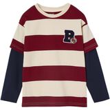 Vertbaudet - Gestreept T-shirt - Met Dubbele Mouweffect - 80% Katoen - Casual Look