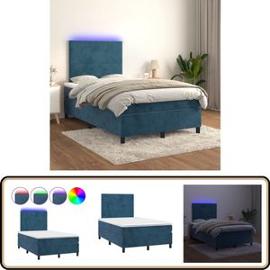 vidaXL Boxspring met LED - Fluweel - 120x200 cm Boxspring - Donkere Kleuren - Velvet Bed - Led Lampje - Tweepersoons Bed