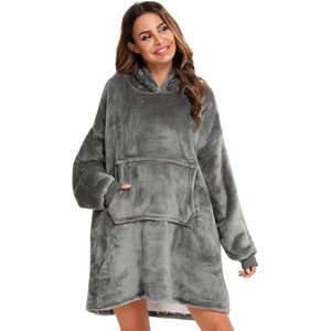 Pullover sweatshirt met capuchon badjas deken hoodie deken sweatshirt flanel hoodies - grijs