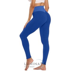 TikTok Legging - Sportlegging Dames - Squat Proof en Fitness Legging - Yoga Legging - High Waist Sport Legging - Anti Cellulite - Shapewear Dames - Push Up - Butt Lifter - Sportkleding Dames | Luminatic® | Blauw | S