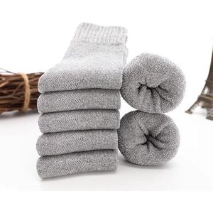 5 paar warme sokken voor heren, dikke thermische badstof sokken - wintercadeau voor heren, maten 37-45,Lichtgrijs