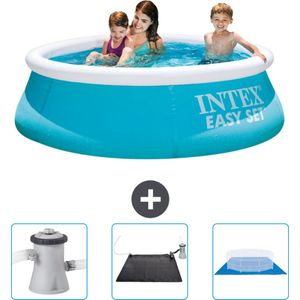 Intex Rond Opblaasbaar Easy Set Zwembad - 183 x 51 cm - Blauw - Inclusief Zwembadfilterpomp - Solar Mat - Grondzeil