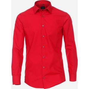 VENTI modern fit overhemd - popeline - rood - Strijkvriendelijk - Boordmaat: 44