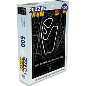 Puzzel Racebaan - Brazilië - Circuit - Formule 1 - Autódromo José Carlos Pace - Zwart - Legpuzzel - Puzzel 500 stukjes