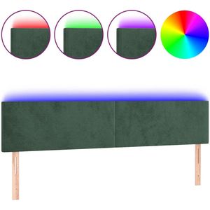 vidaXL - Hoofdbord - LED - 180x5x78/88 - cm - fluweel - donkergroen